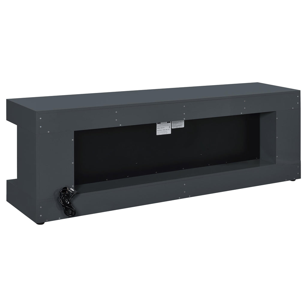 Mallory TV Stand Fireplace Console Bluetooth Speaker Black High Gloss