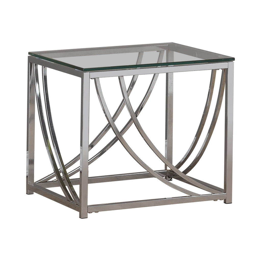 Lille Square Glass Top Side End Table Chrome