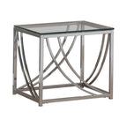 Lille Square Glass Top Side End Table Chrome