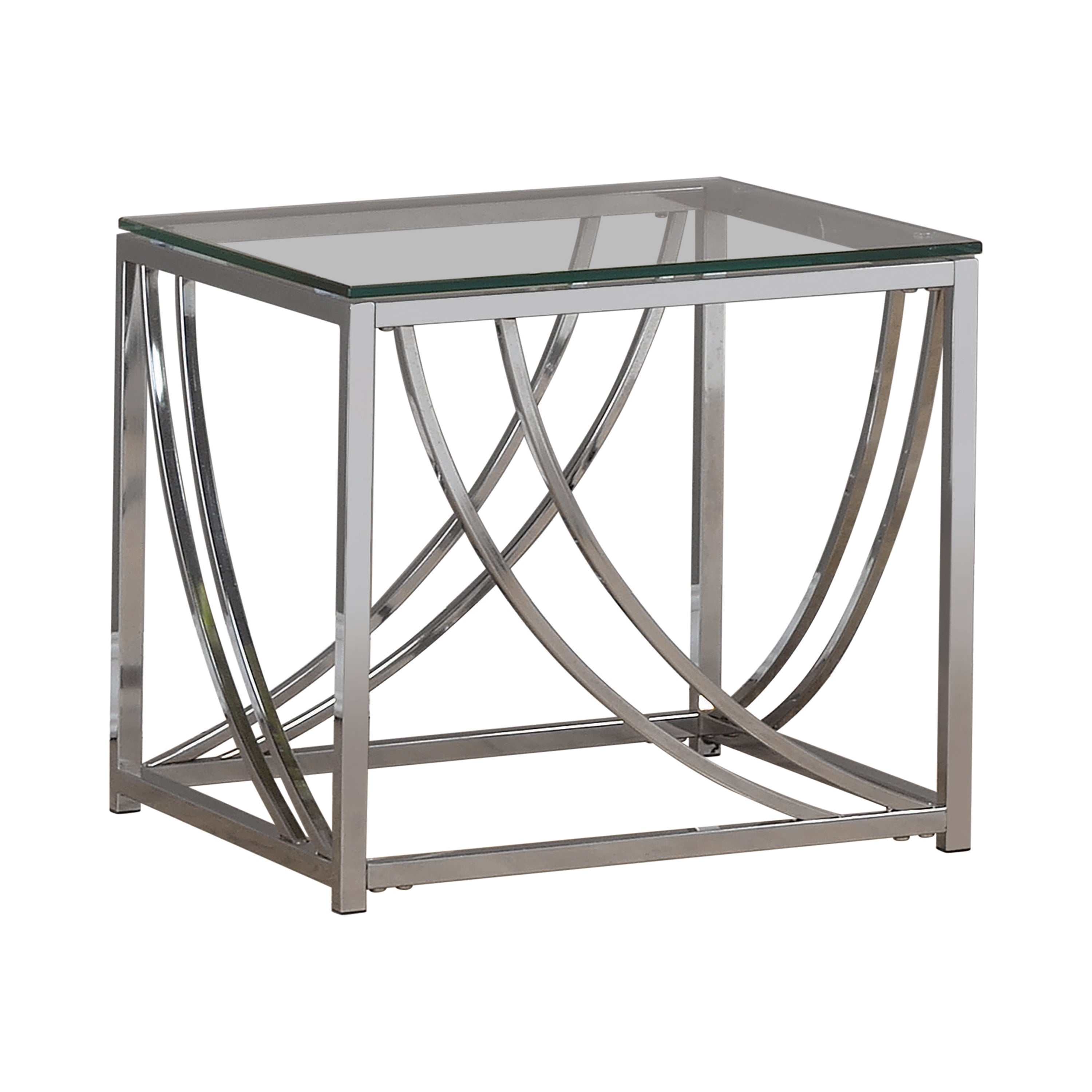 Lille Square Glass Top Side End Table Chrome