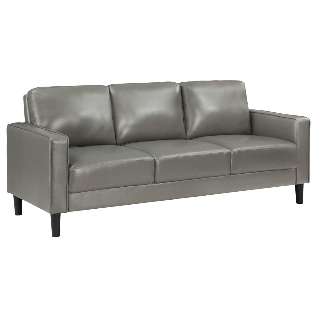 Ruth 2-piece Upholstered Track Arm Sofa Set Black