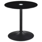 Ganso Round Metal Coffee Table With Tempered Glass Top Black