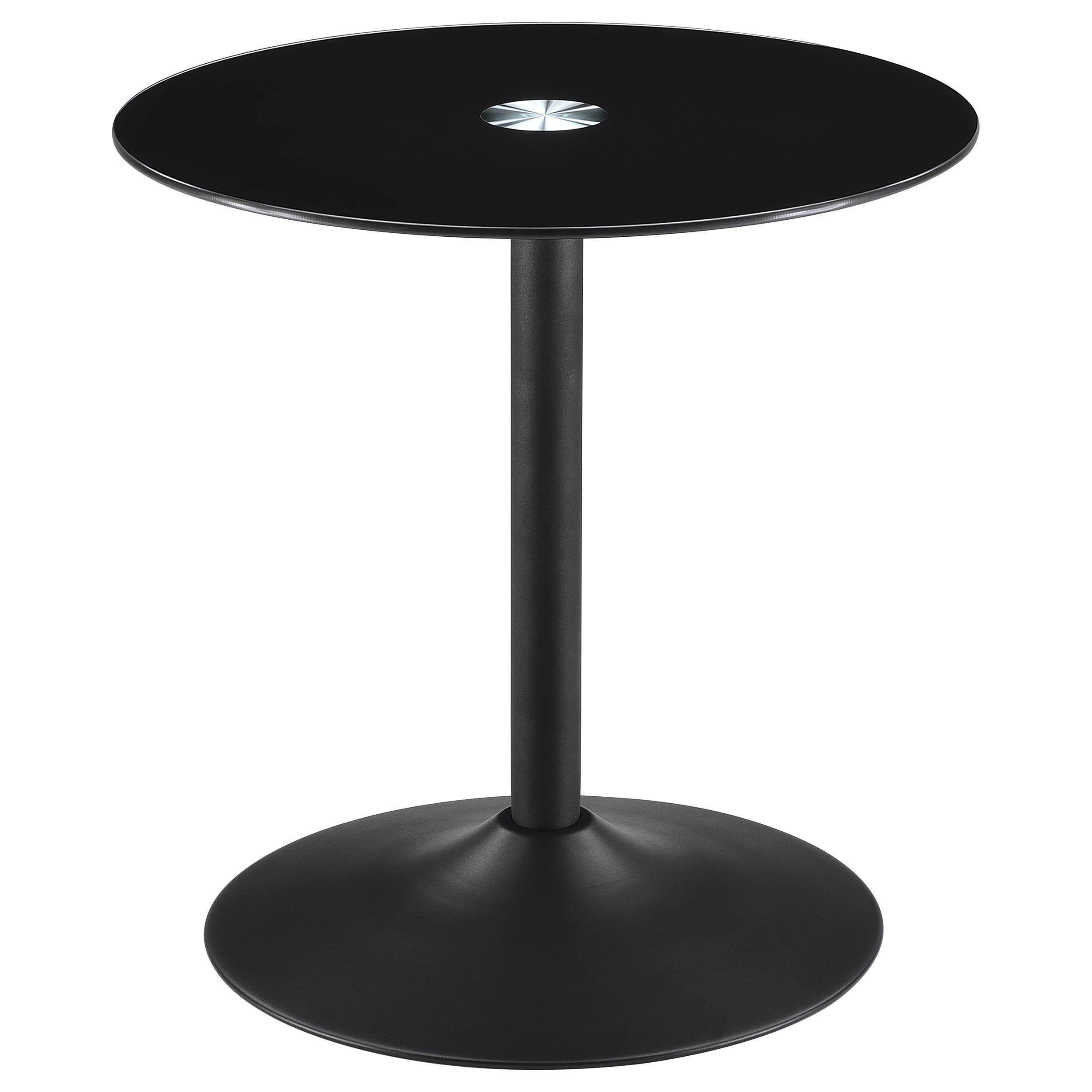 Ganso Round Metal Coffee Table With Tempered Glass Top Black