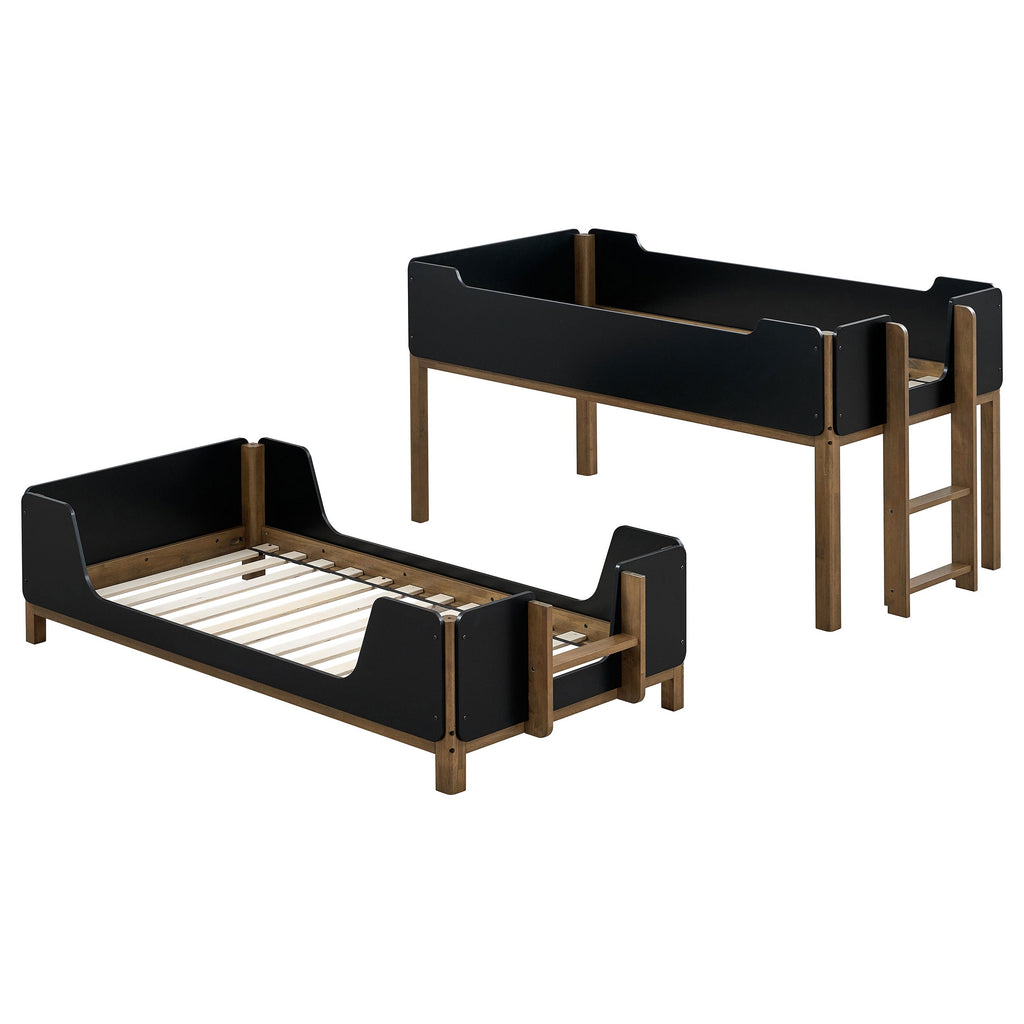 Alevera Metal Twin Over Twin Bunk Bed with Ladder White