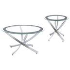 Brooke Round Glass Top Coffee Table Metal Base Chrome