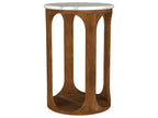 Berkeley Round Marble Top Side Table White and Brown
