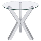 Kenzie Round Tempered Glass Top Cocktail Coffee Table Chrome