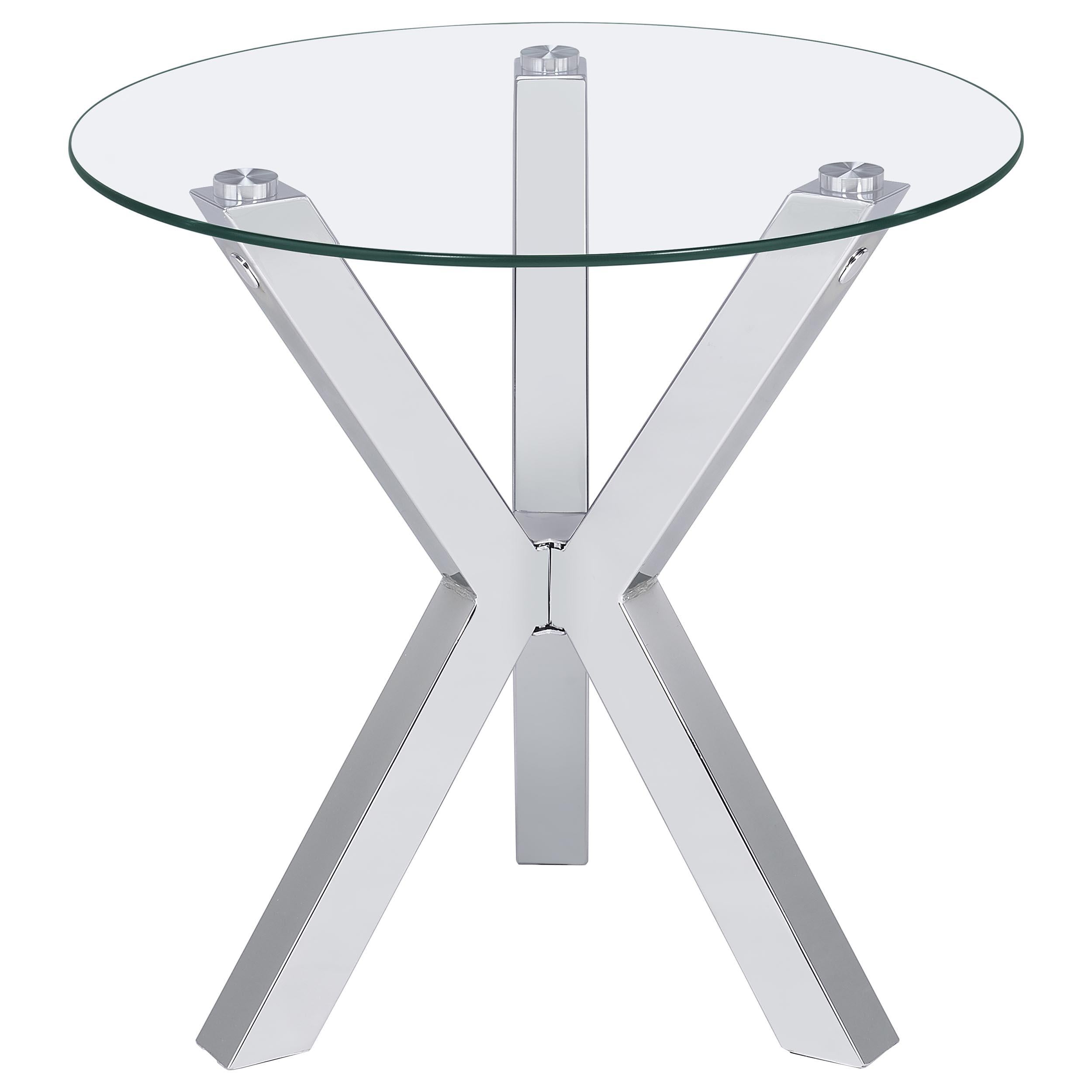 Kenzie Round Tempered Glass Top Cocktail Coffee Table Chrome