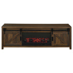 Enfield 71-inch TV Stand Fireplace Media Console Dark Pine