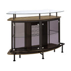 Gideon Curved Glass Top Home Bar Wine Cabinet Brown Oak