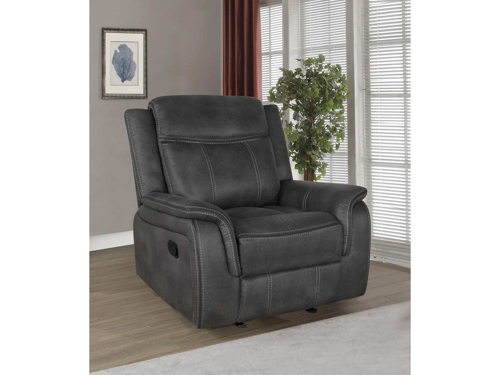Lawrence Upholstered Padded Arm Glider Recliner Charcoal