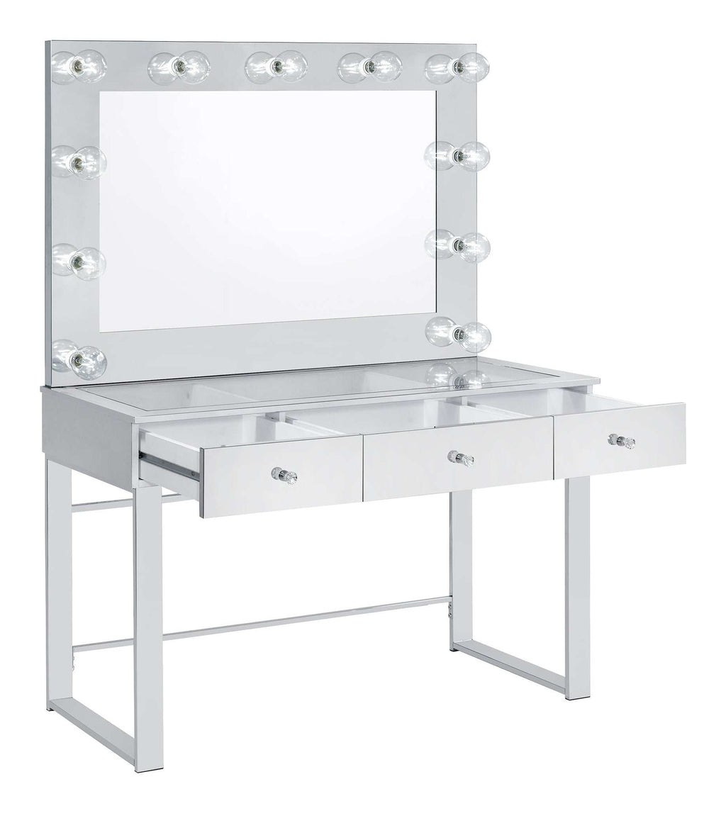 Umbridge 3-drawer Vanity Set with Lighting Chrome and White