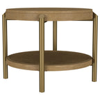 Arini Round Coffee Table With Storage Shelf Sand Wash