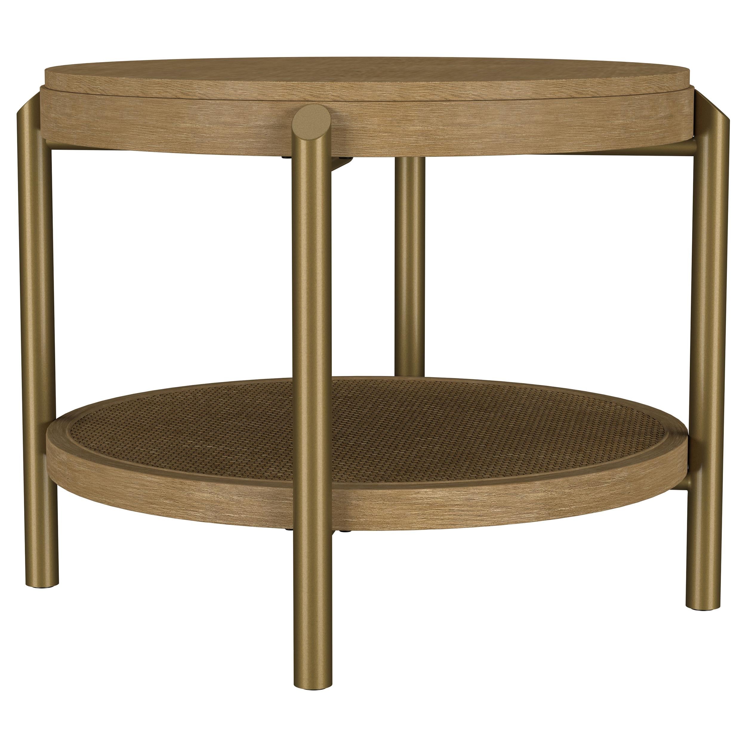 Arini Round Coffee Table With Storage Shelf Sand Wash