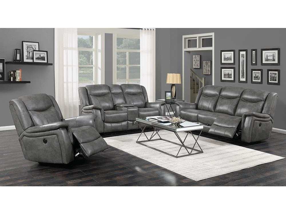 Conrad 3-piece Upholstered Padded Arm Motion Sofa Set Grey