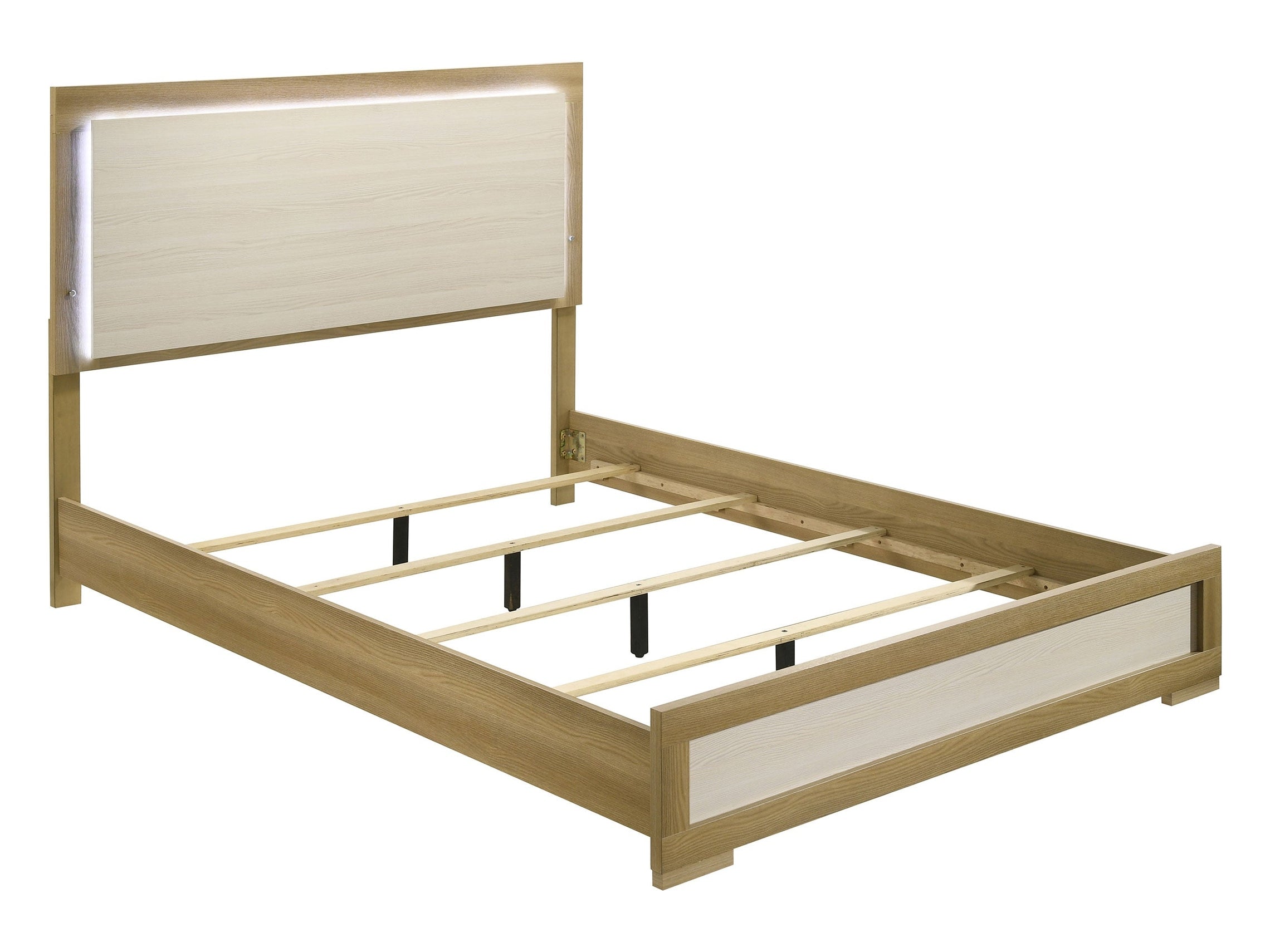 Hyland Eastern King Panel Bed LED Headboard Natural