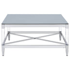 Lindley Square Tempered Mirror Acrylic Coffee Table Chrome