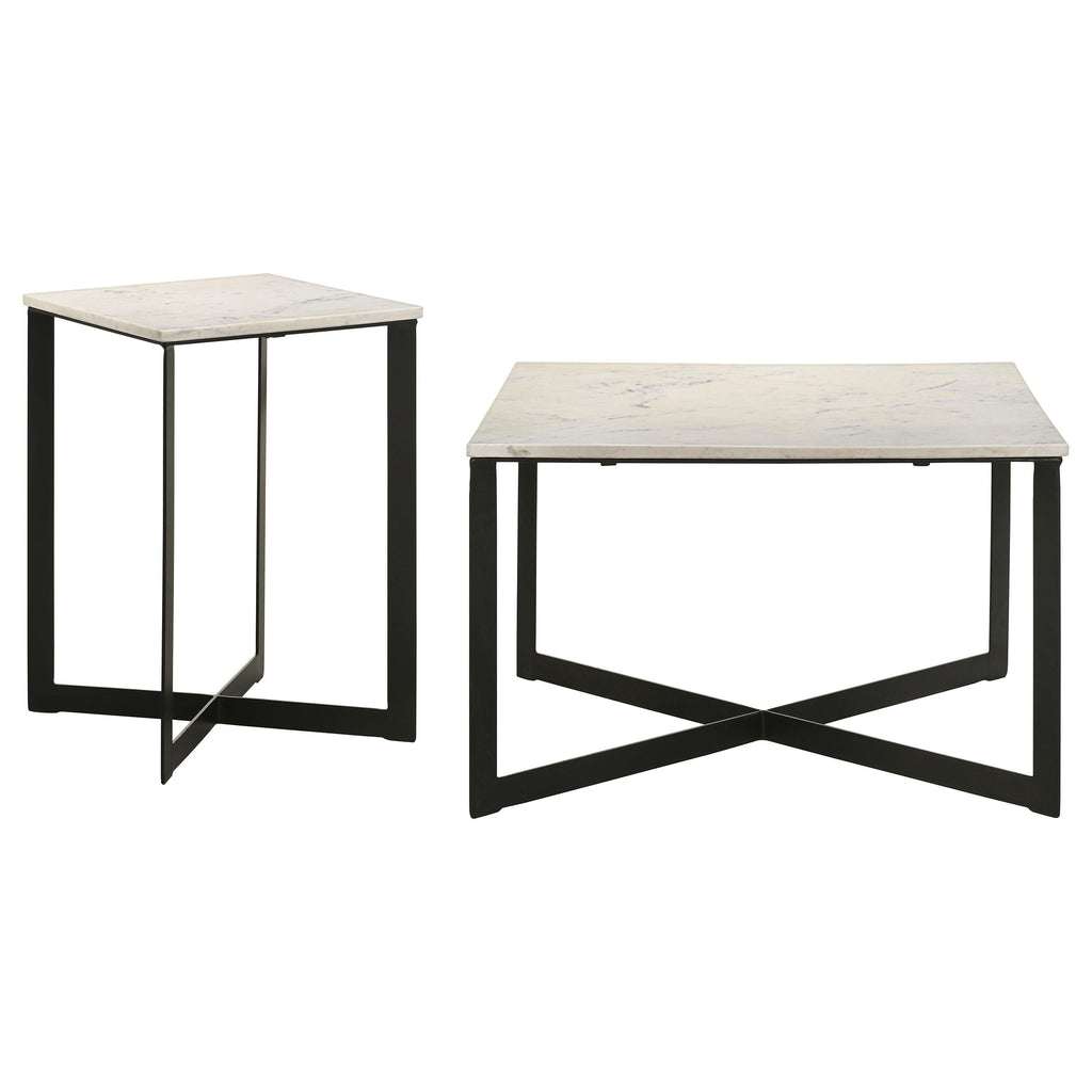 Tobin Square Marble Top Coffee Table White and Black