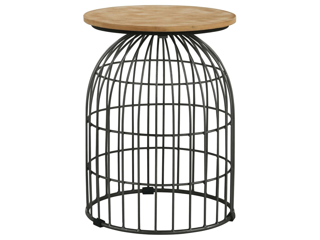Bernardo Round Wire Frame Side Table Natural and Gunmetal