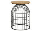 Bernardo Round Wire Frame Side Table Natural and Gunmetal