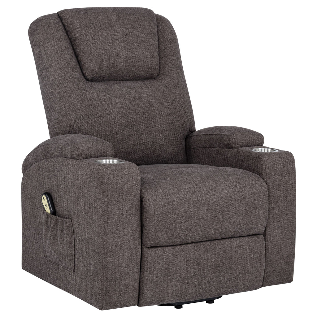 Louie Chenille Upholstered Power Lift Massage Chair Grey