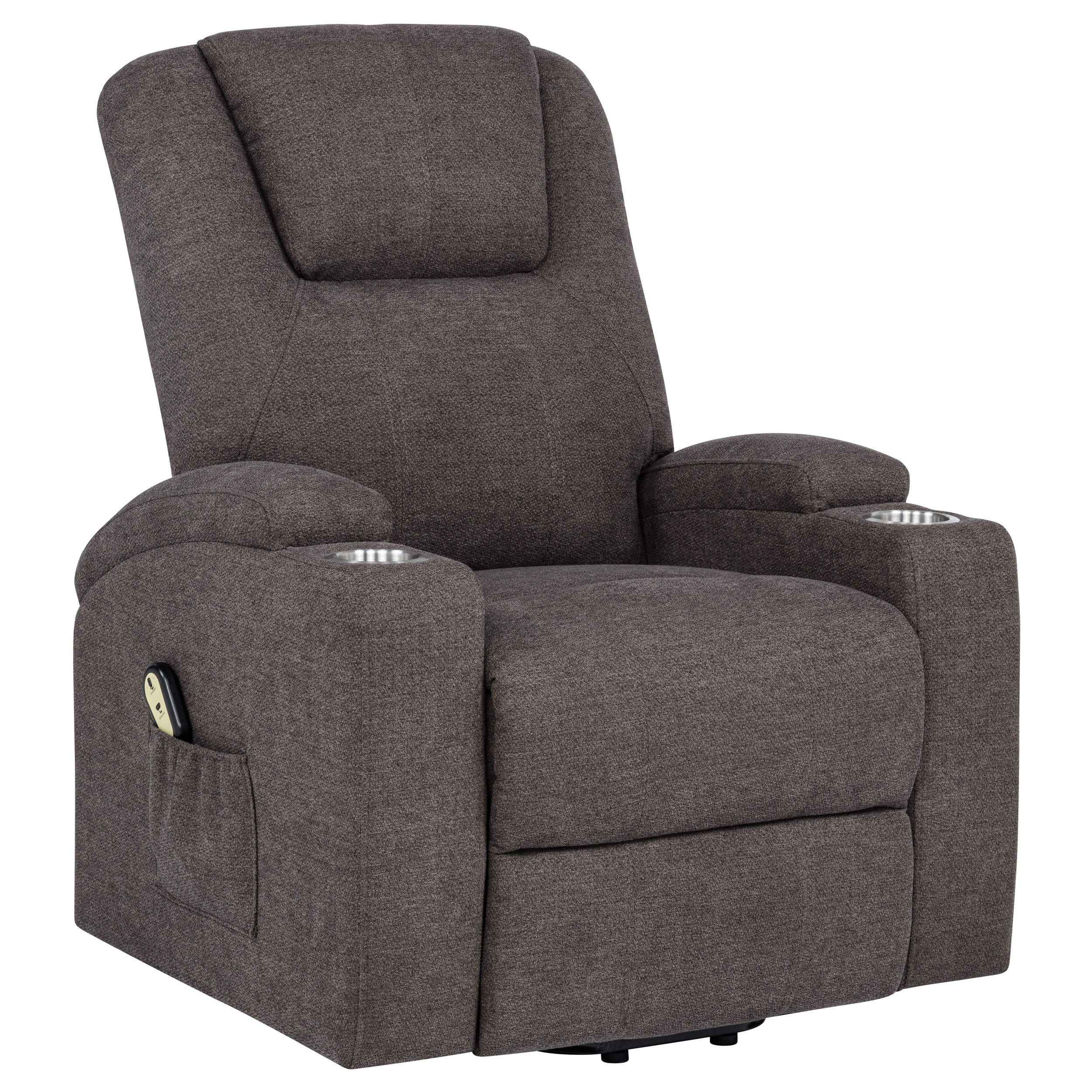 Louie Chenille Upholstered Power Lift Massage Chair Grey