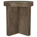 Kinkaid Round Solid Mango Wood End Table Brown