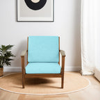 Connor Solid Wood Linen Lounge Chair - Sky Blue