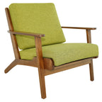 Connor Solid Wood Linen Lounge Chair - Sky Blue