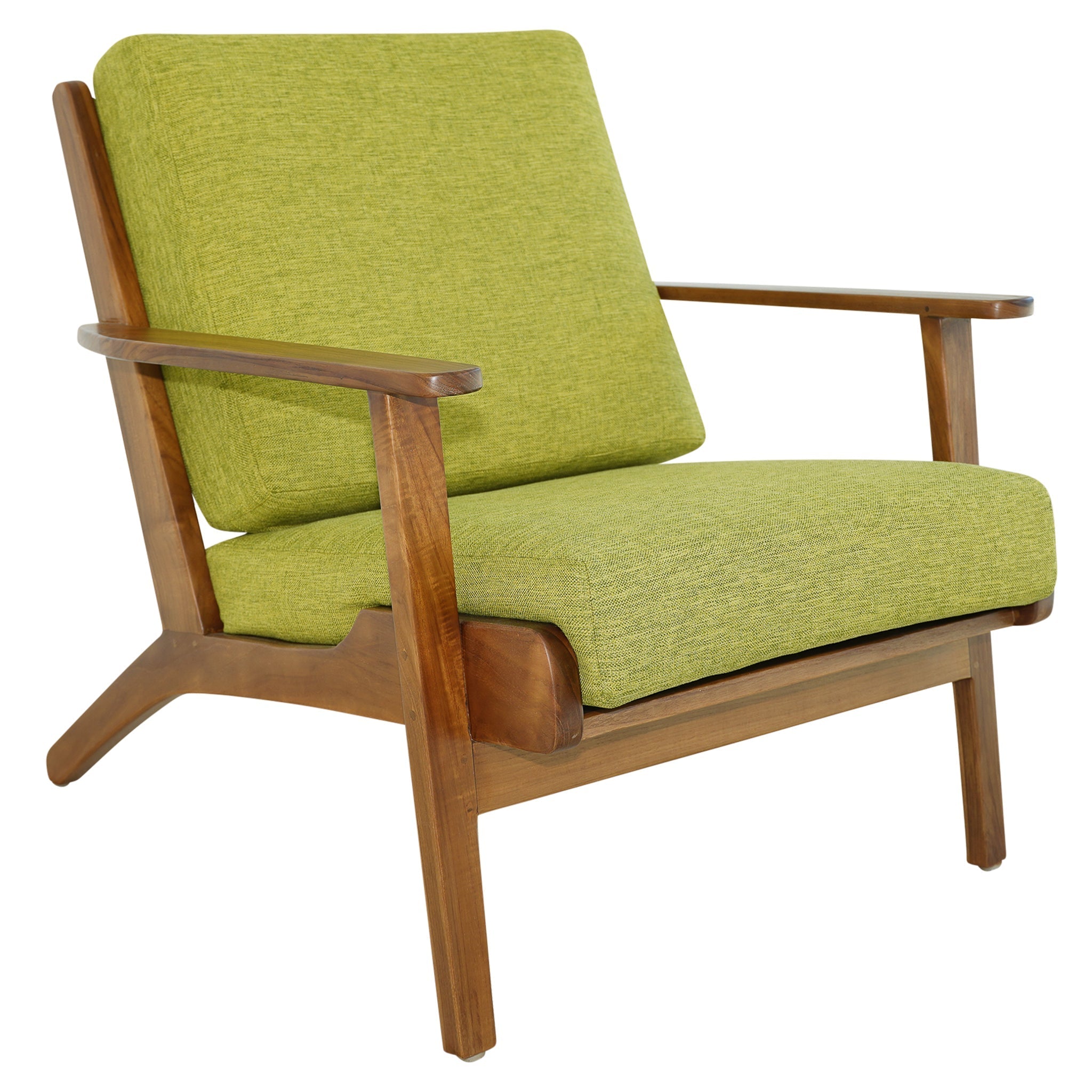 Connor Solid Wood Linen Lounge Chair - Sky Blue