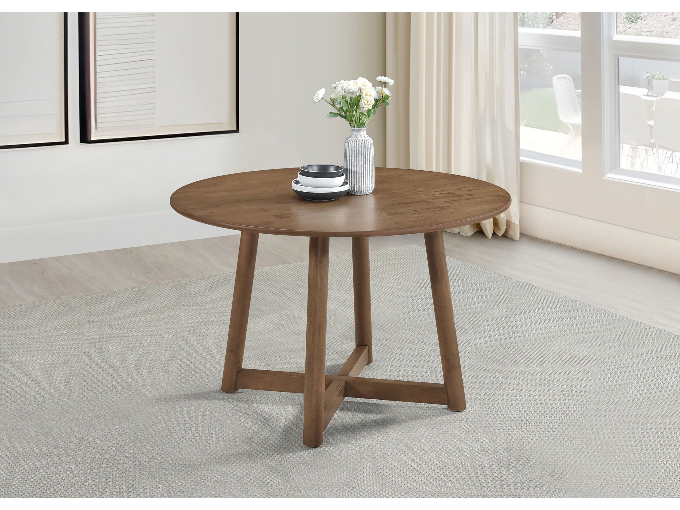 Dinah Round 47-inch Solid Wood Dining Table Walnut