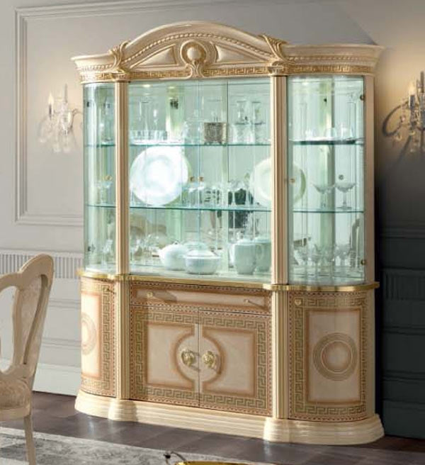 ESF Furniture - Aida 4 Door China w-2 Led Light in Ivory - AIDA-4DOOR CHINA