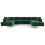 Brooke Green Velvet U Shape Corner Sofa
