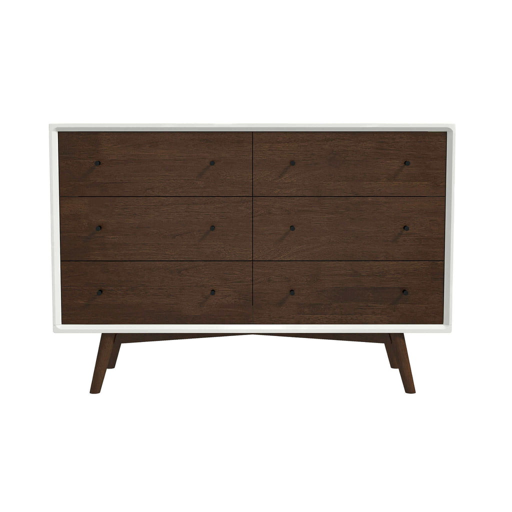 Caroline Mid-Century Modern White Dresser 6 Drawer