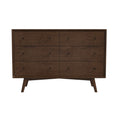 Caroline Mid Century Modern Walnut Dresser 6 Drawer