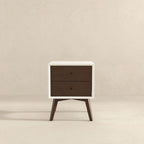 Caroline Mid Century Modern Style White Night Stand 2-Drawer