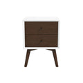 Caroline Mid Century Modern Style White Night Stand 2-Drawer