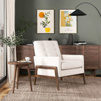 Cole Solid Wood Beige Velvet Lounge Chair