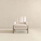 Cole Solid Wood Beige Velvet Lounge Chair