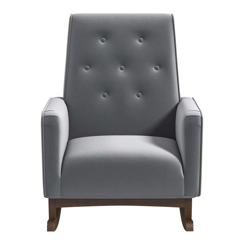Demetrius Dark Blue Velvet Solid Wood Rocking Chair