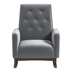 Demetrius Dark Blue Velvet Solid Wood Rocking Chair