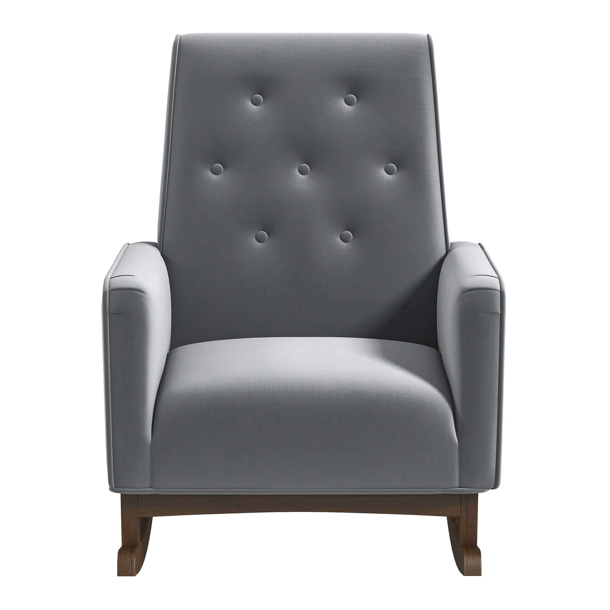 Demetrius Dark Blue Velvet Solid Wood Rocking Chair