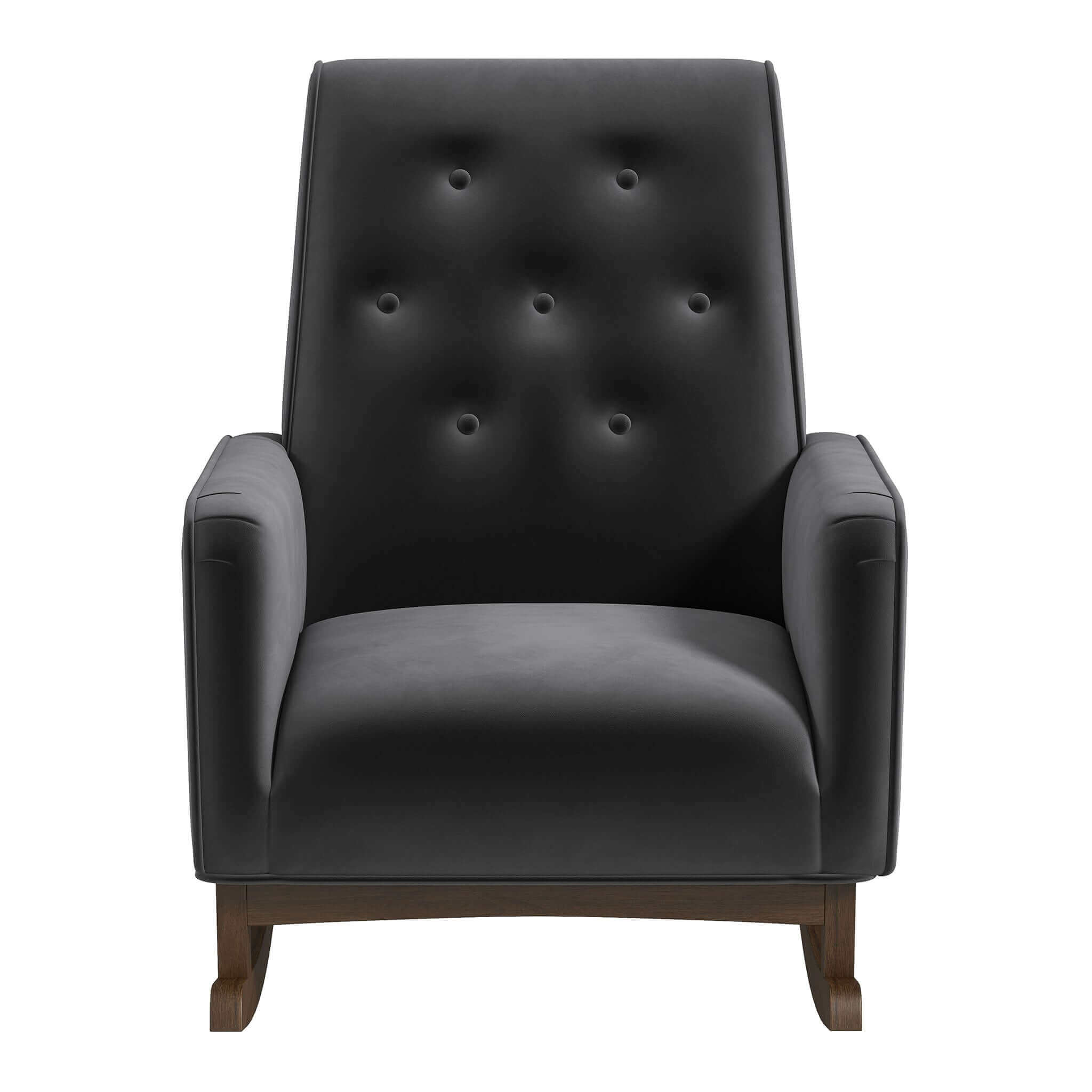 Demetrius Dark Blue Velvet Solid Wood Rocking Chair