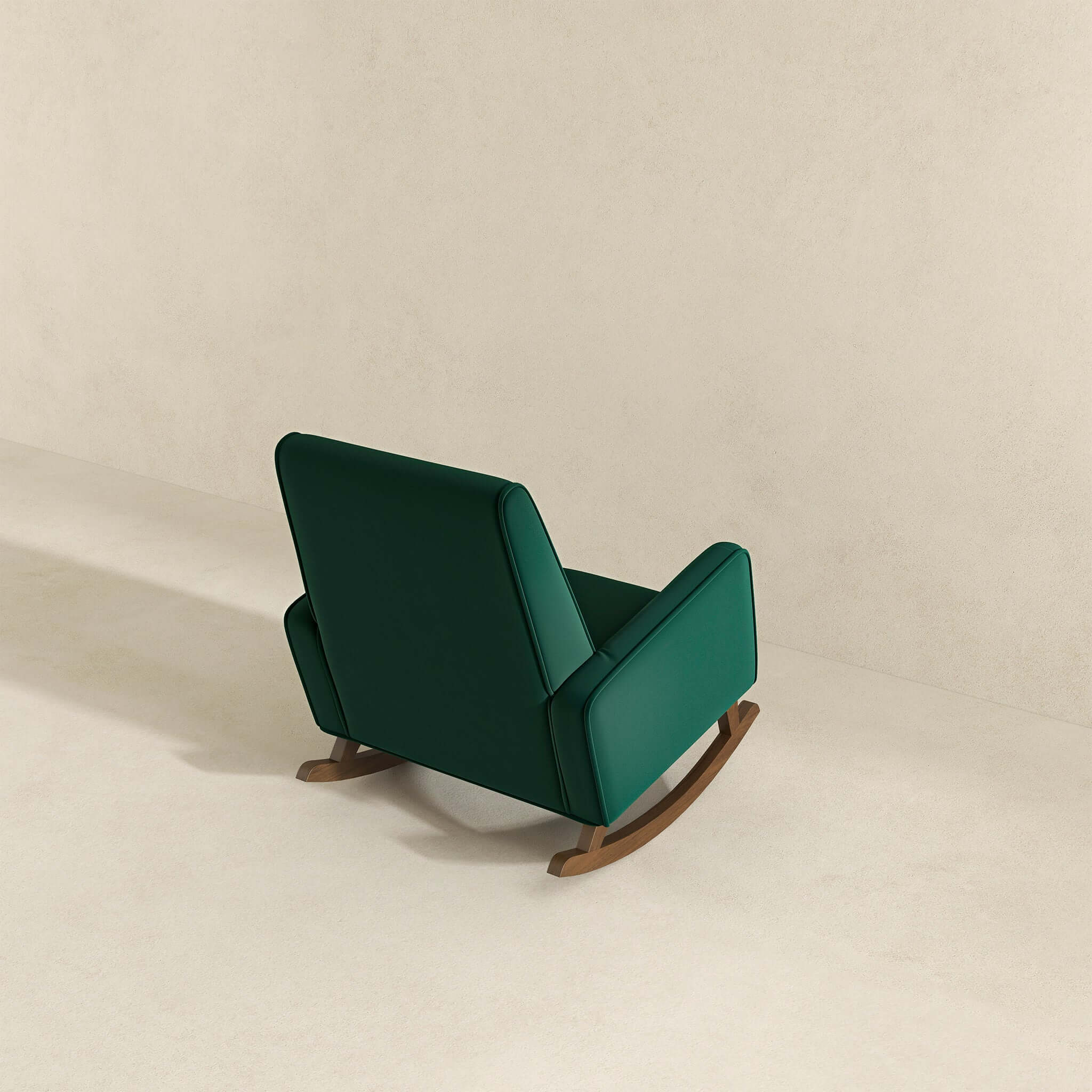 Demetrius Dark Blue Velvet Solid Wood Rocking Chair