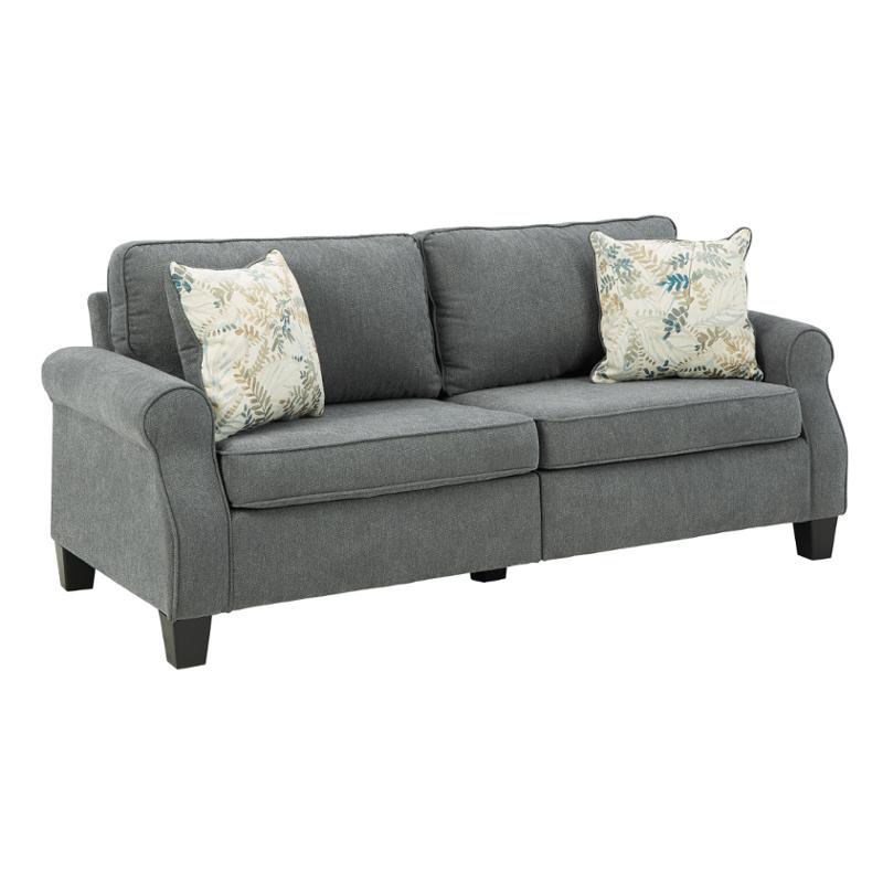 Alessio charcoal sofa on white background