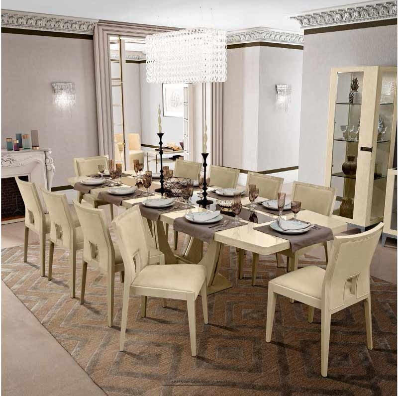 ESF Furniture - Ambra Dining Table 200 cm with 1-ext. 50 cm in Ivory - AMBRA-DT-200