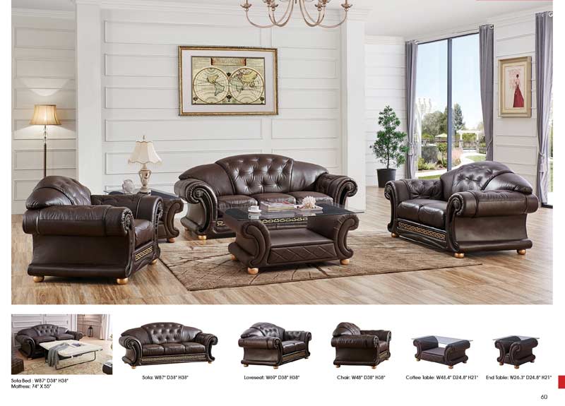 ESF Furniture - Apolo 2 Piece Sofa Set - APOLOBROWN-2SET