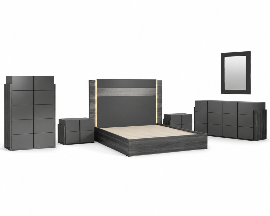 Aryan grey bedroom collection on a clean white background