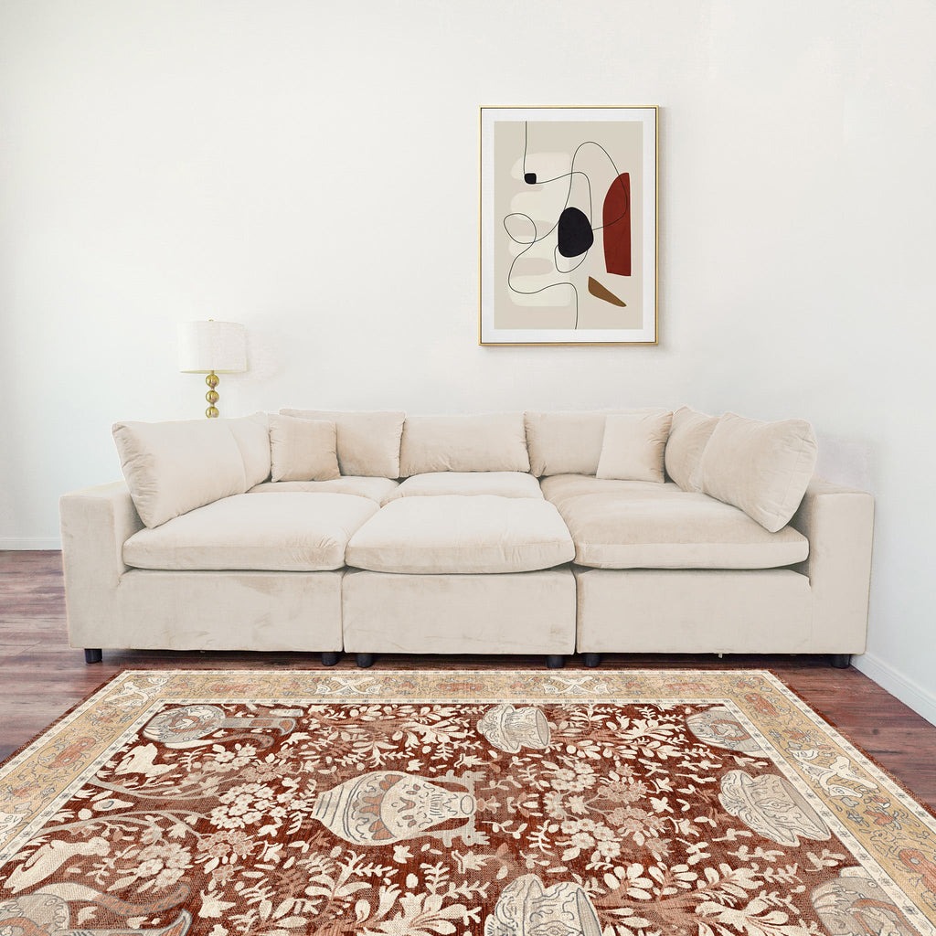 Hayward Ivory Velvet Modular Sectional Sofa