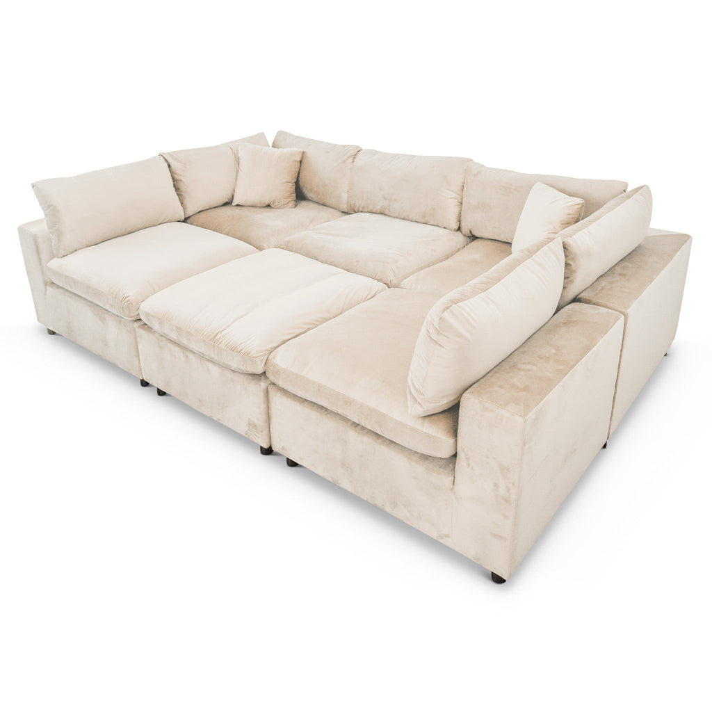 Hayward Ivory Velvet Modular Sectional Sofa